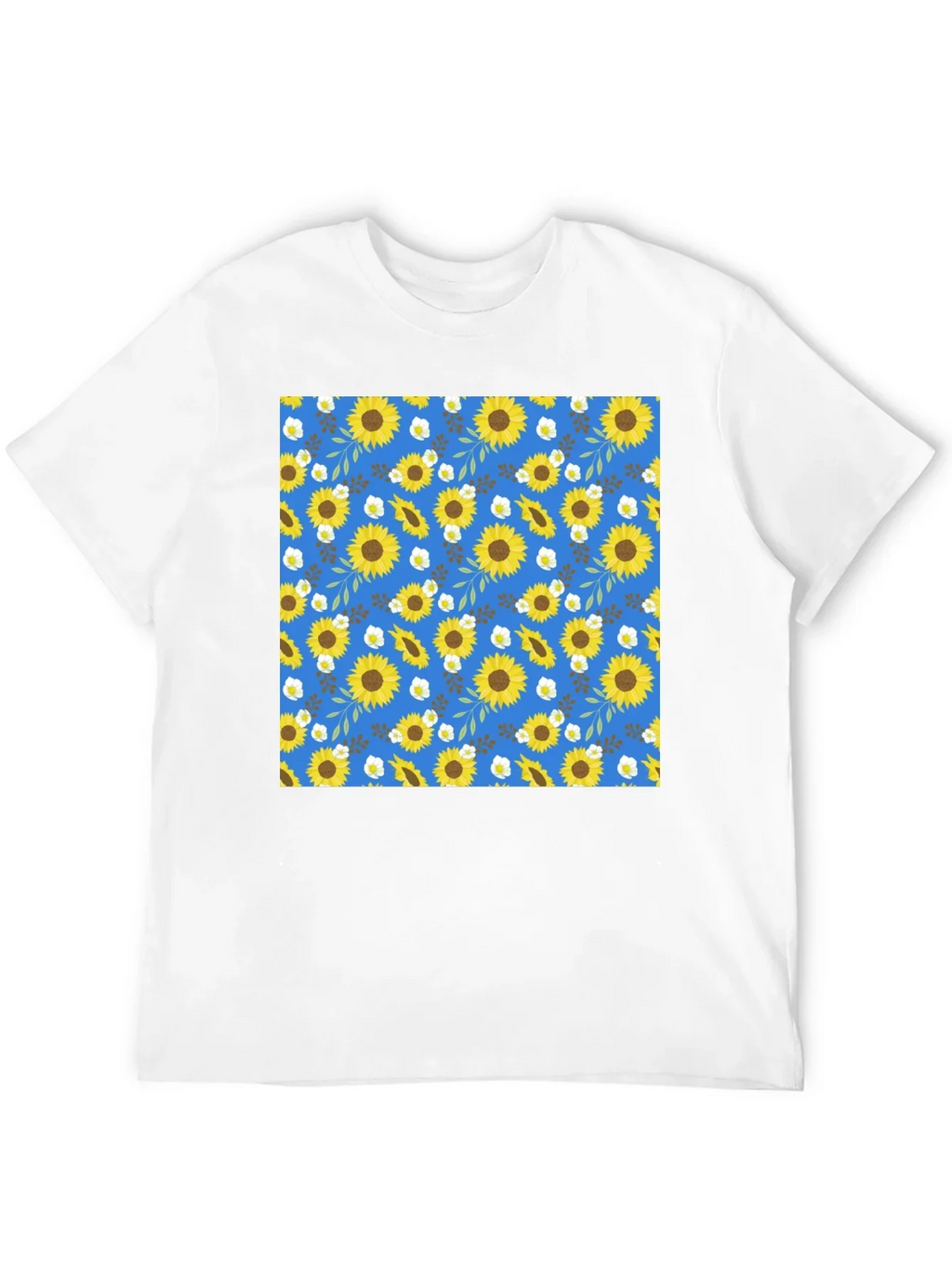 Sunflower Pattern Black T-Shirt