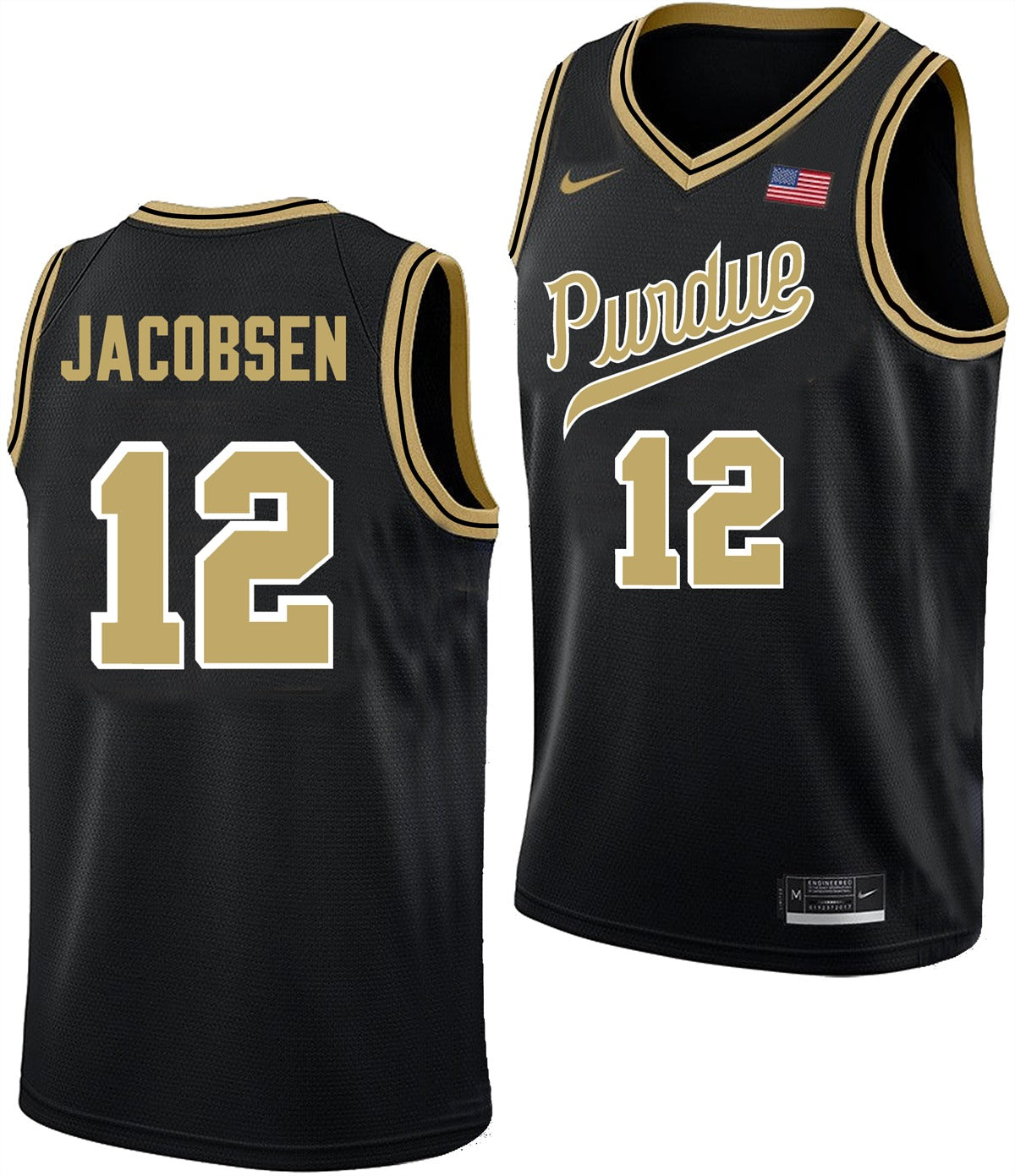Men's #12 Daniel Jacobsen Purdue Boilermakers College Basketball Jersey