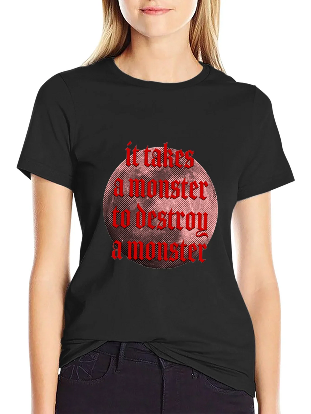 Monster Destroy Graphic Black T-Shirt