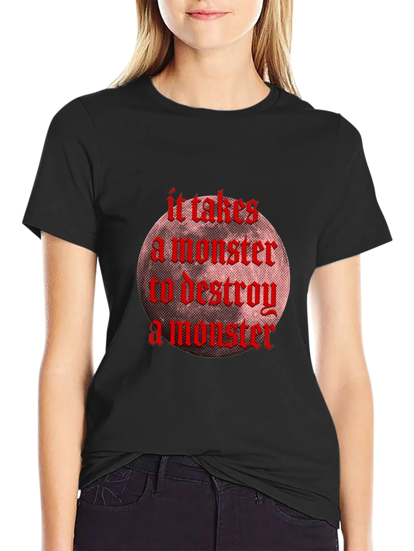 Monster Destroy Graphic Black T-Shirt