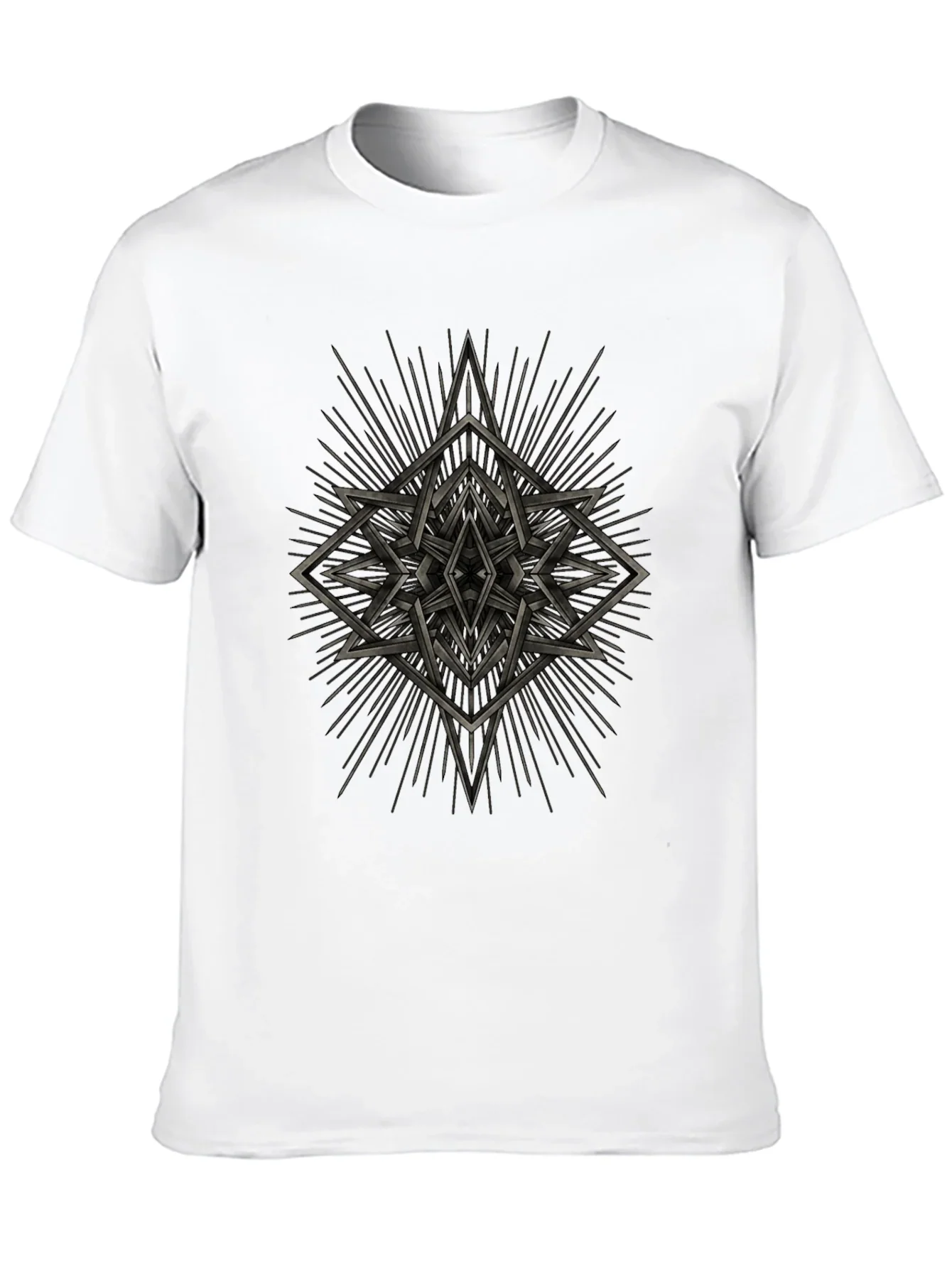 Geometric Starburst Graphic Tee - Black