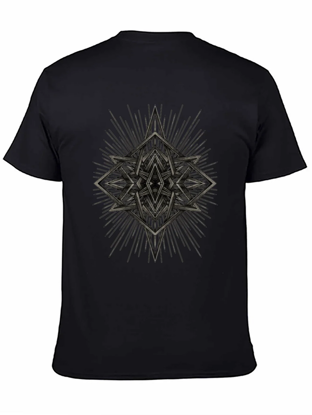 Geometric Starburst Graphic Tee - Black
