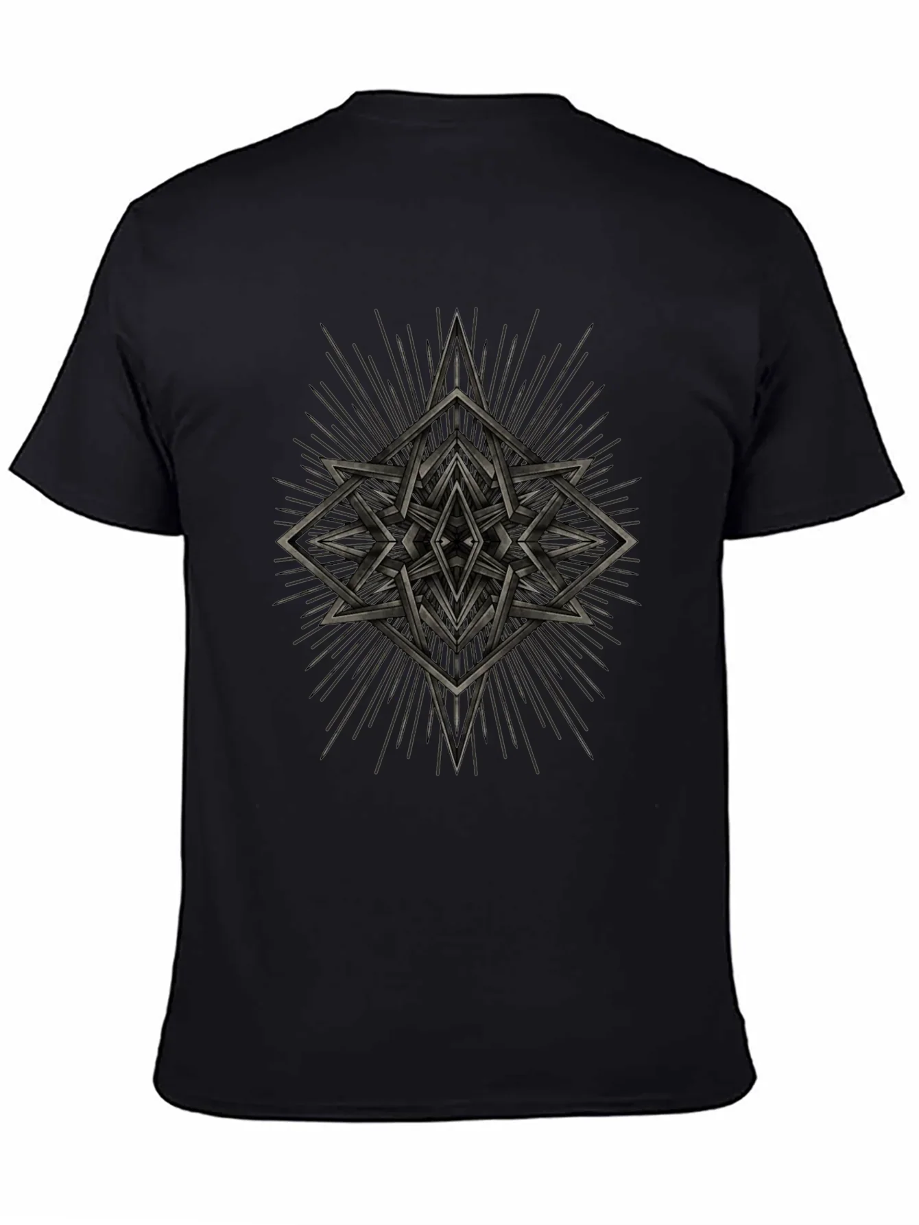 Geometric Starburst Graphic Tee - Black