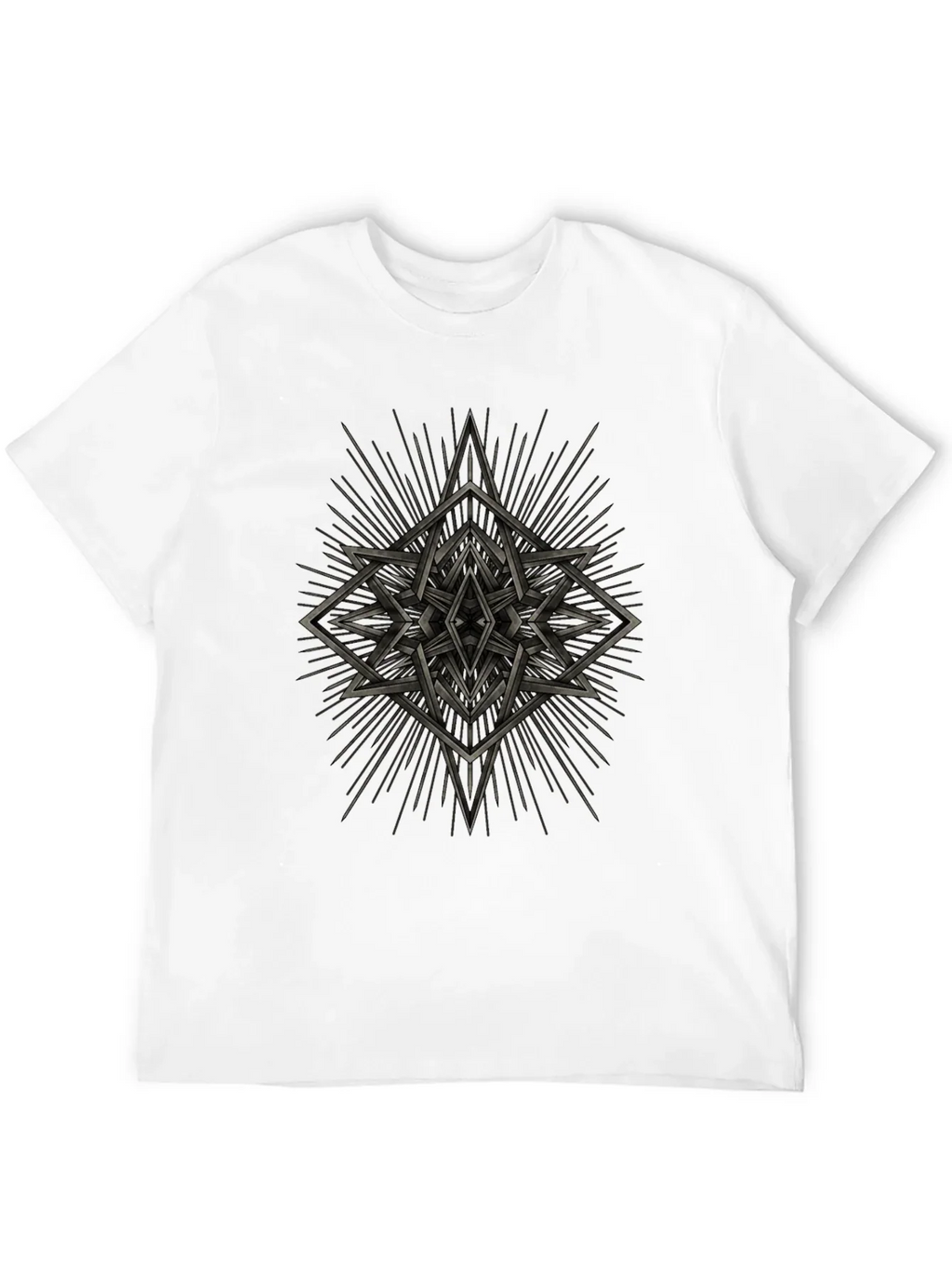Geometric Starburst Graphic Tee - Black