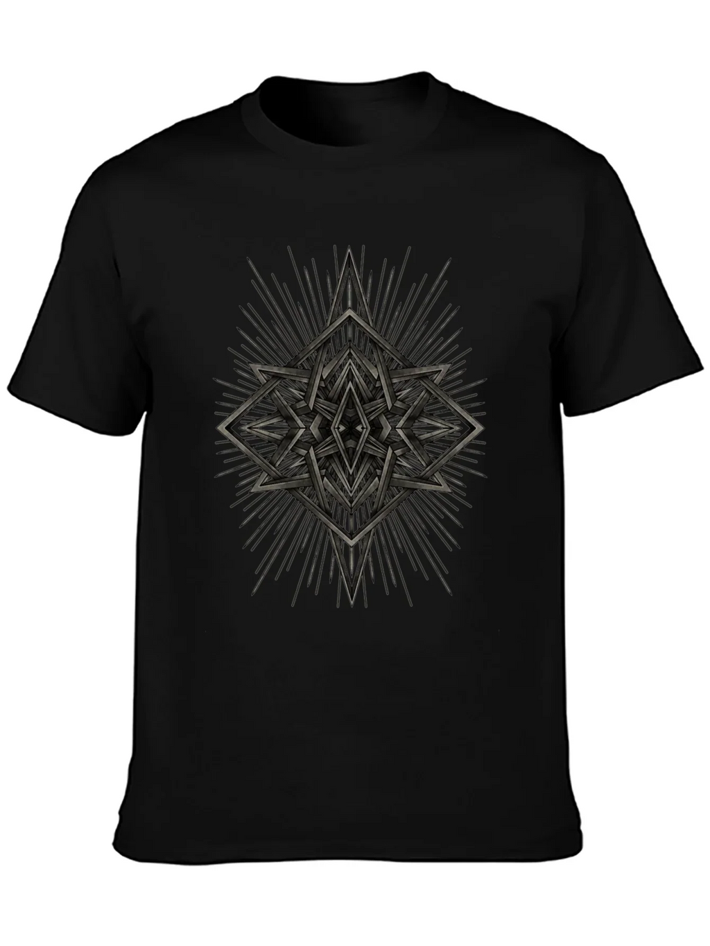 Geometric Starburst Graphic Tee - Black