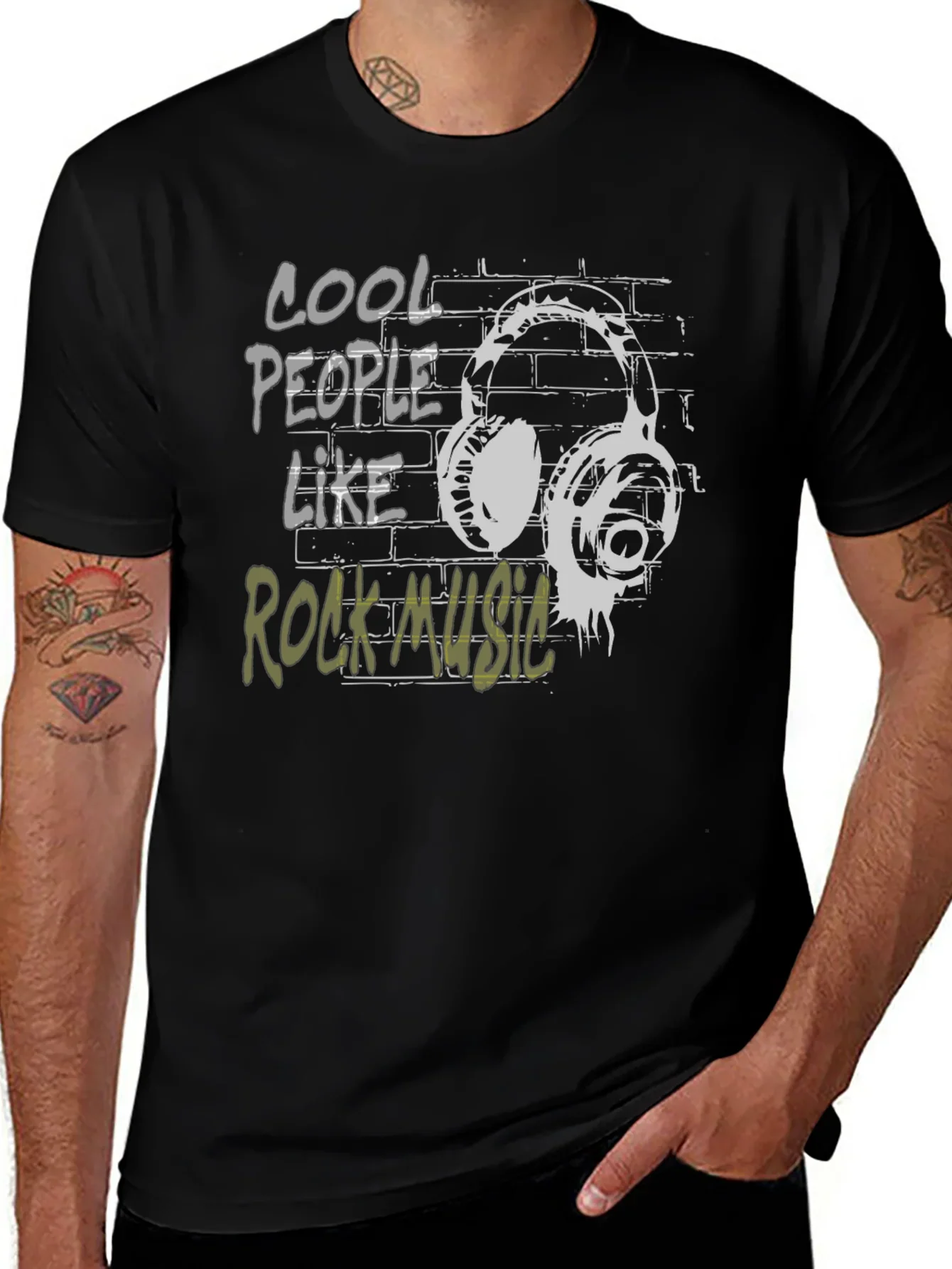 Cool People Rock Music Black Graphic T-Shirt
