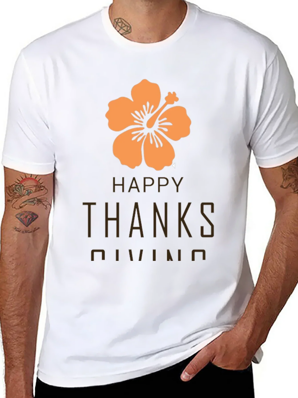 Happy Thanksgiving Hawaiian Hibiscus T-Shirt