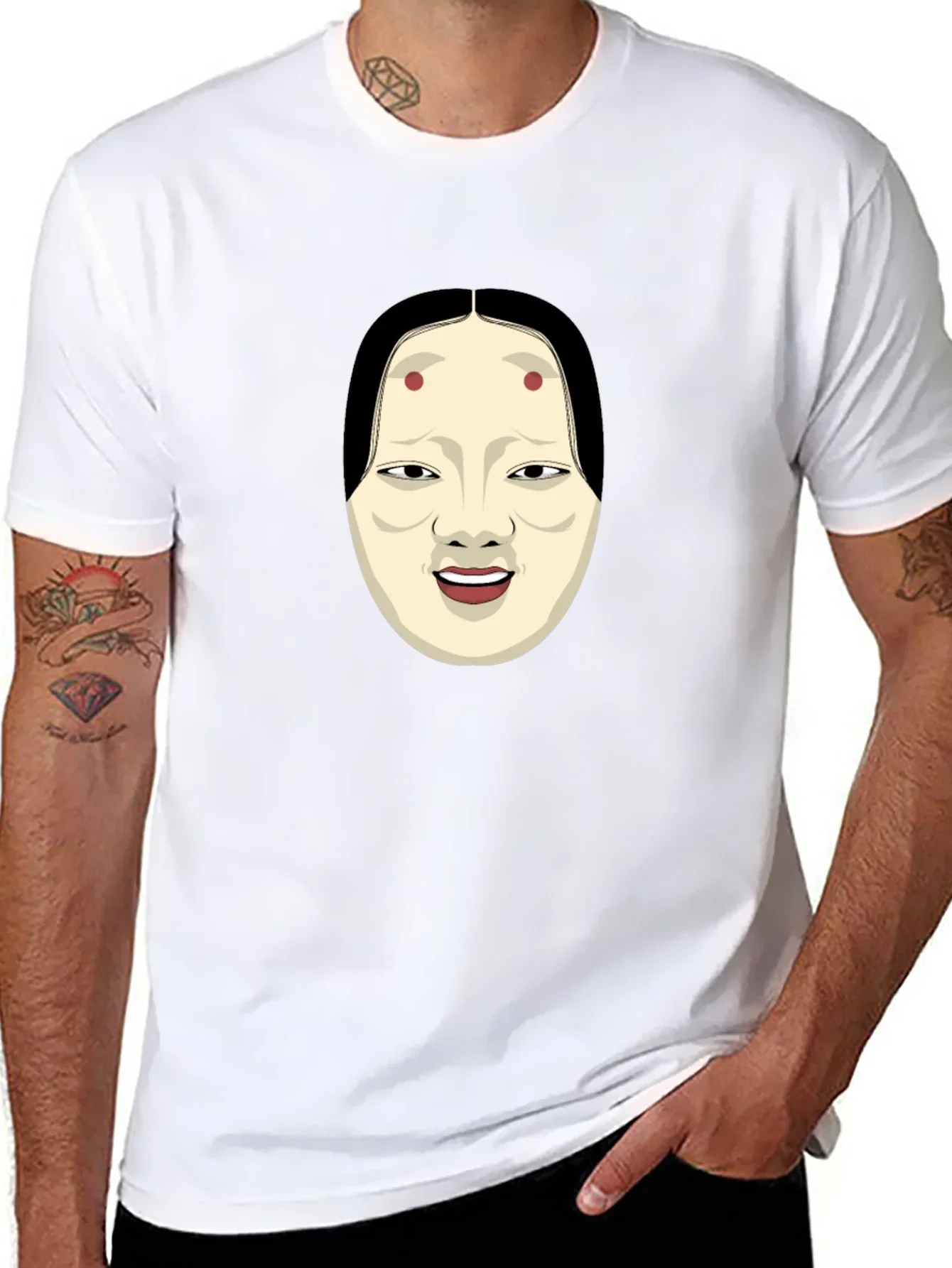 Kabuki Mask Graphic Tee - Unique Japanese Art Shirt