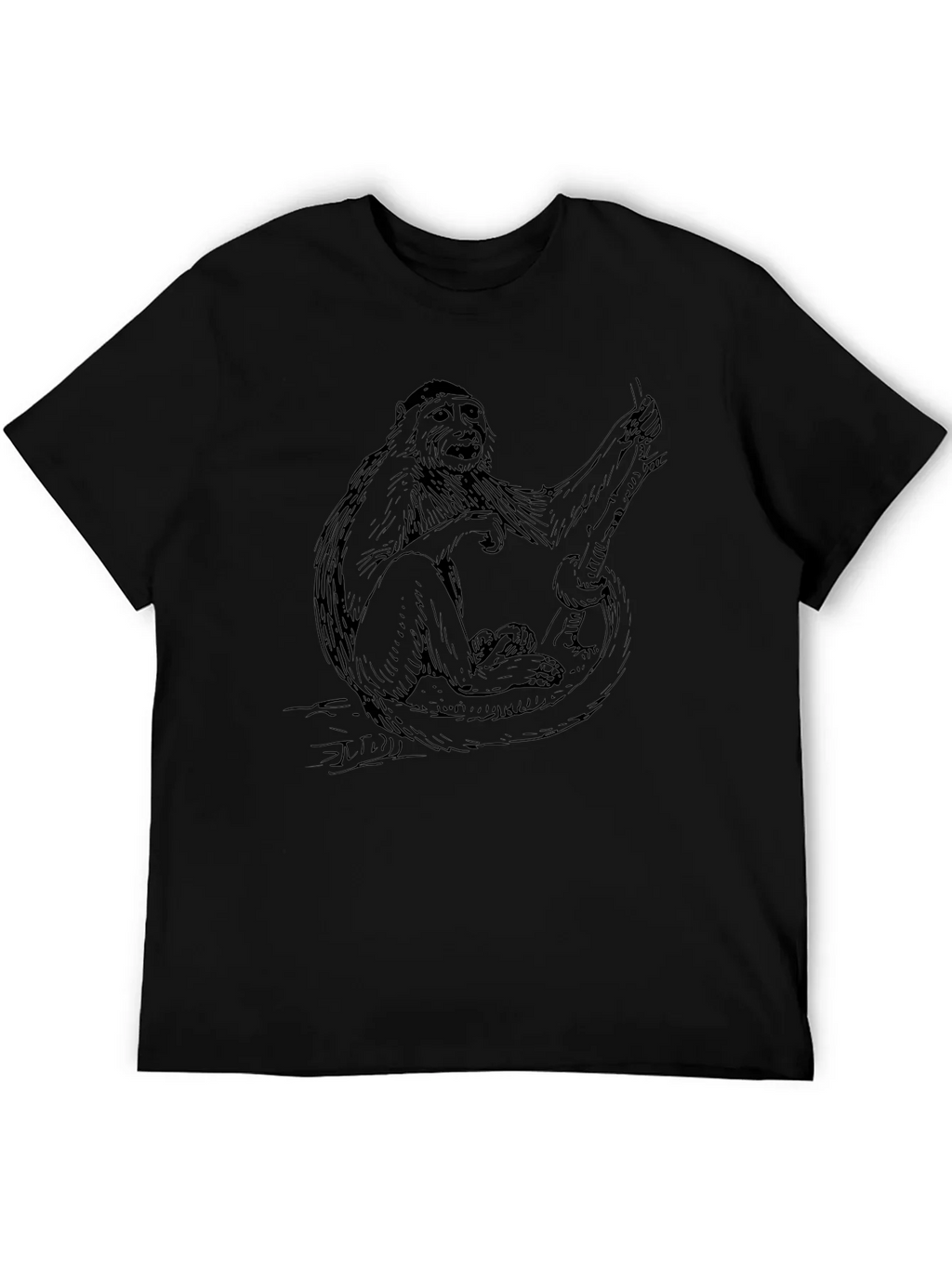 Monkey Graphic Black T-Shirt - Cool Animal Tee