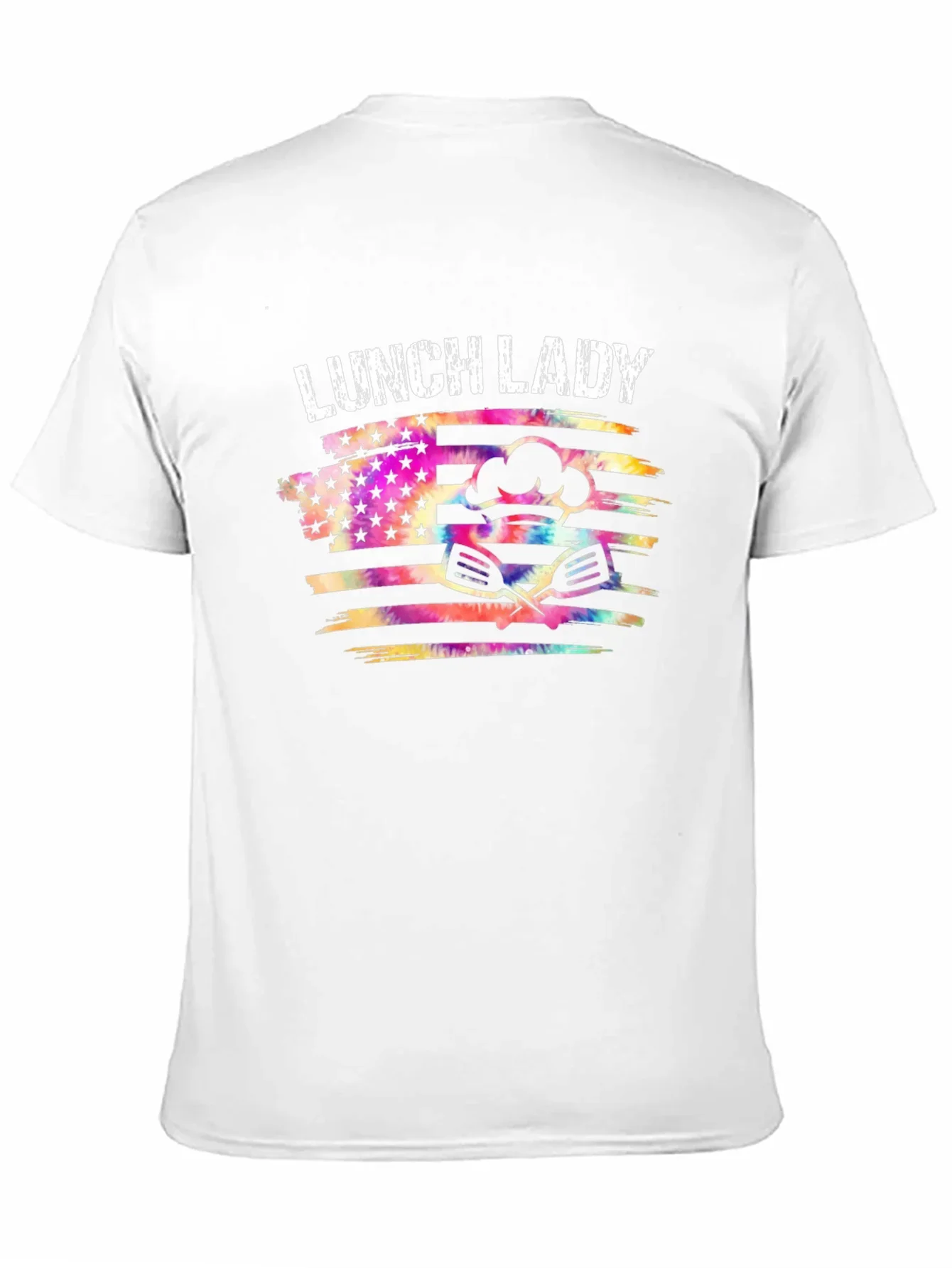Lunch Lady Tie Dye American Flag Graphic T-Shirt