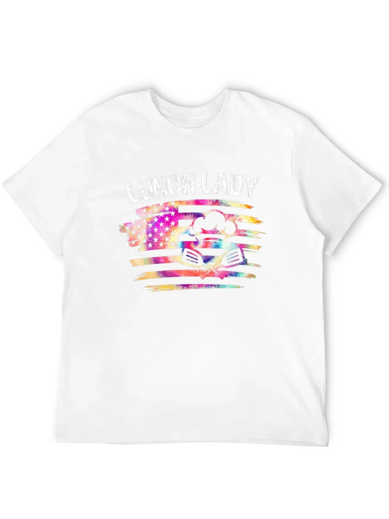 Lunch Lady Tie Dye American Flag Graphic T-Shirt