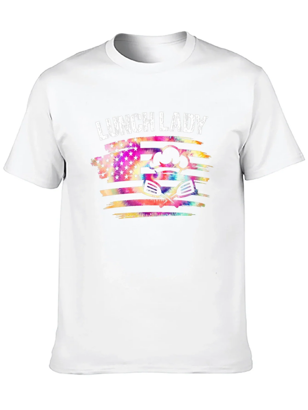 Lunch Lady Tie Dye American Flag Graphic T-Shirt