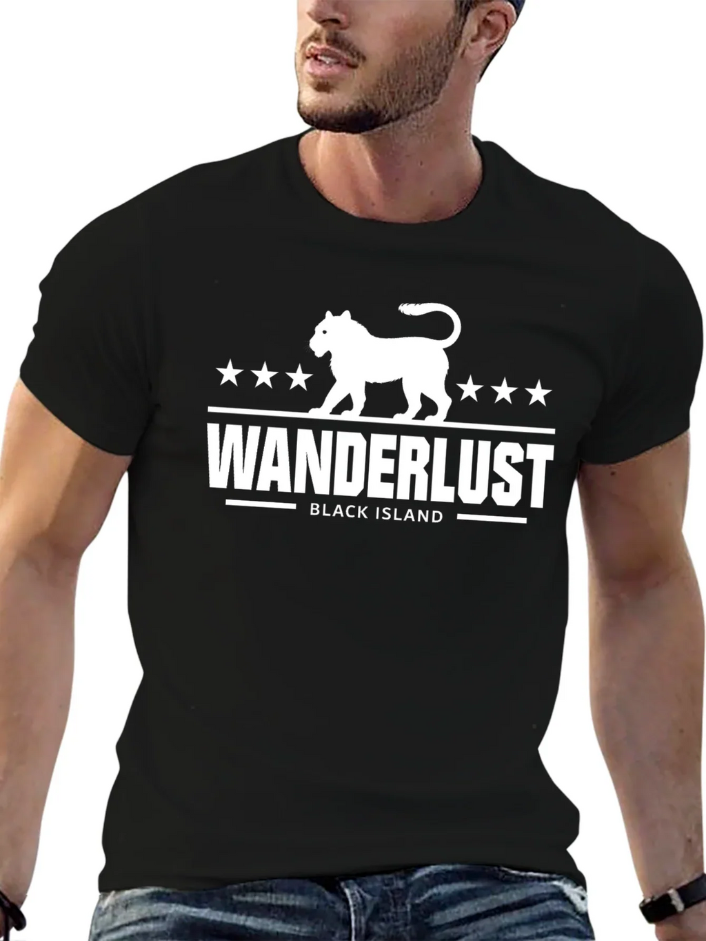 Wanderlust Black Island Graphic Tee - Stylish Travel T-Shirt