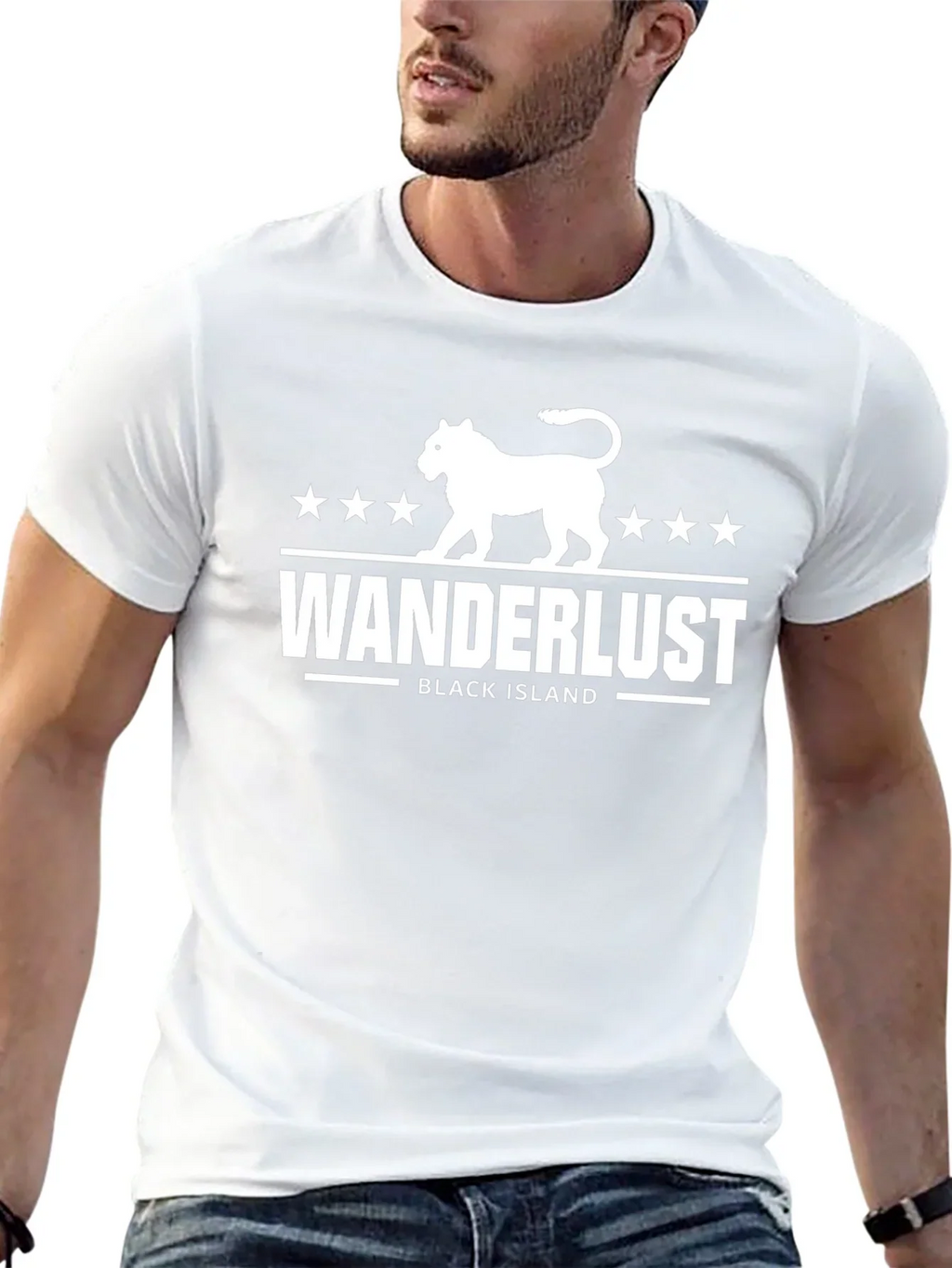 Wanderlust Black Island Graphic Tee - Stylish Travel T-Shirt