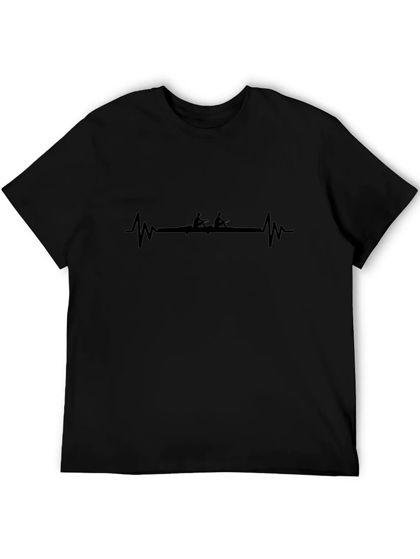 Rowing Heartbeat T-Shirt - Black Graphic Tee