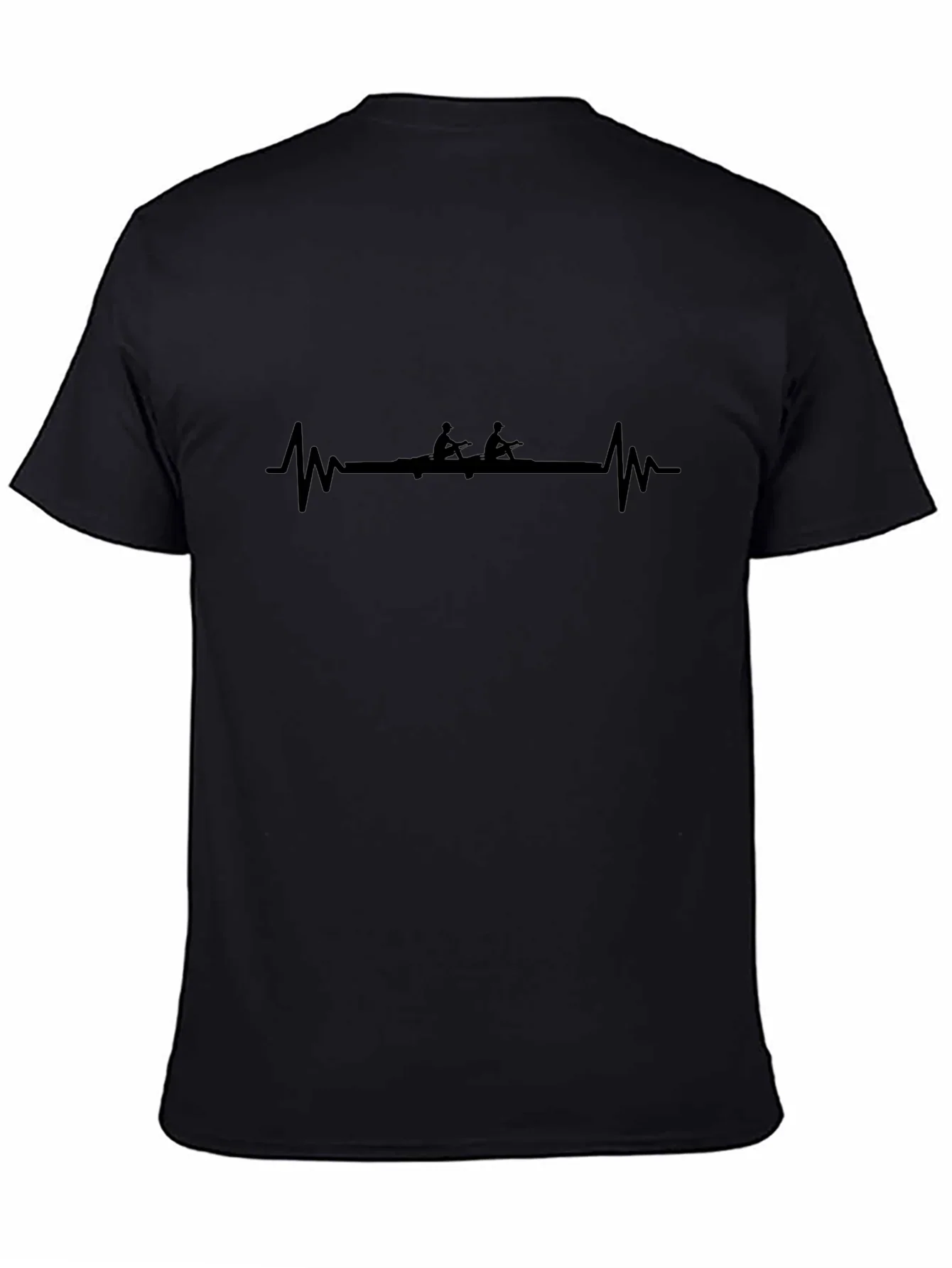 Rowing Heartbeat T-Shirt - Black Graphic Tee