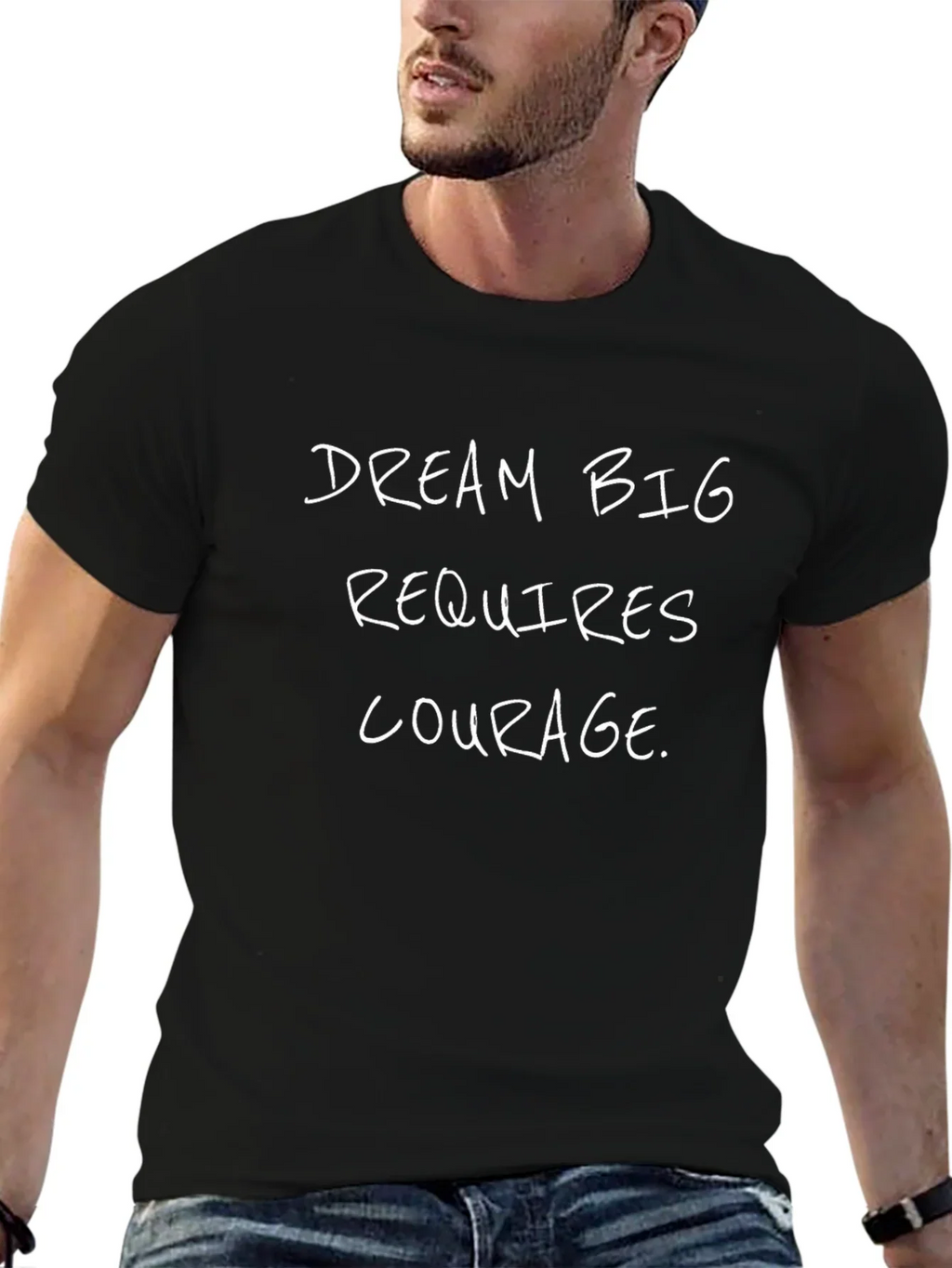 Dream Big Graphic Tee - Black Cotton T-Shirt