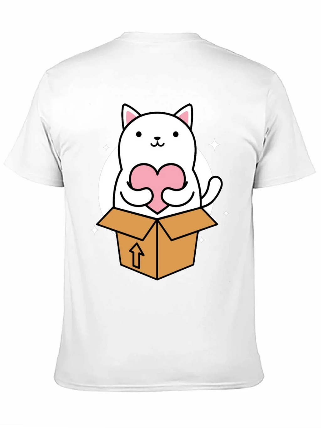 Cute Cat in Box Holding Heart T-Shirt