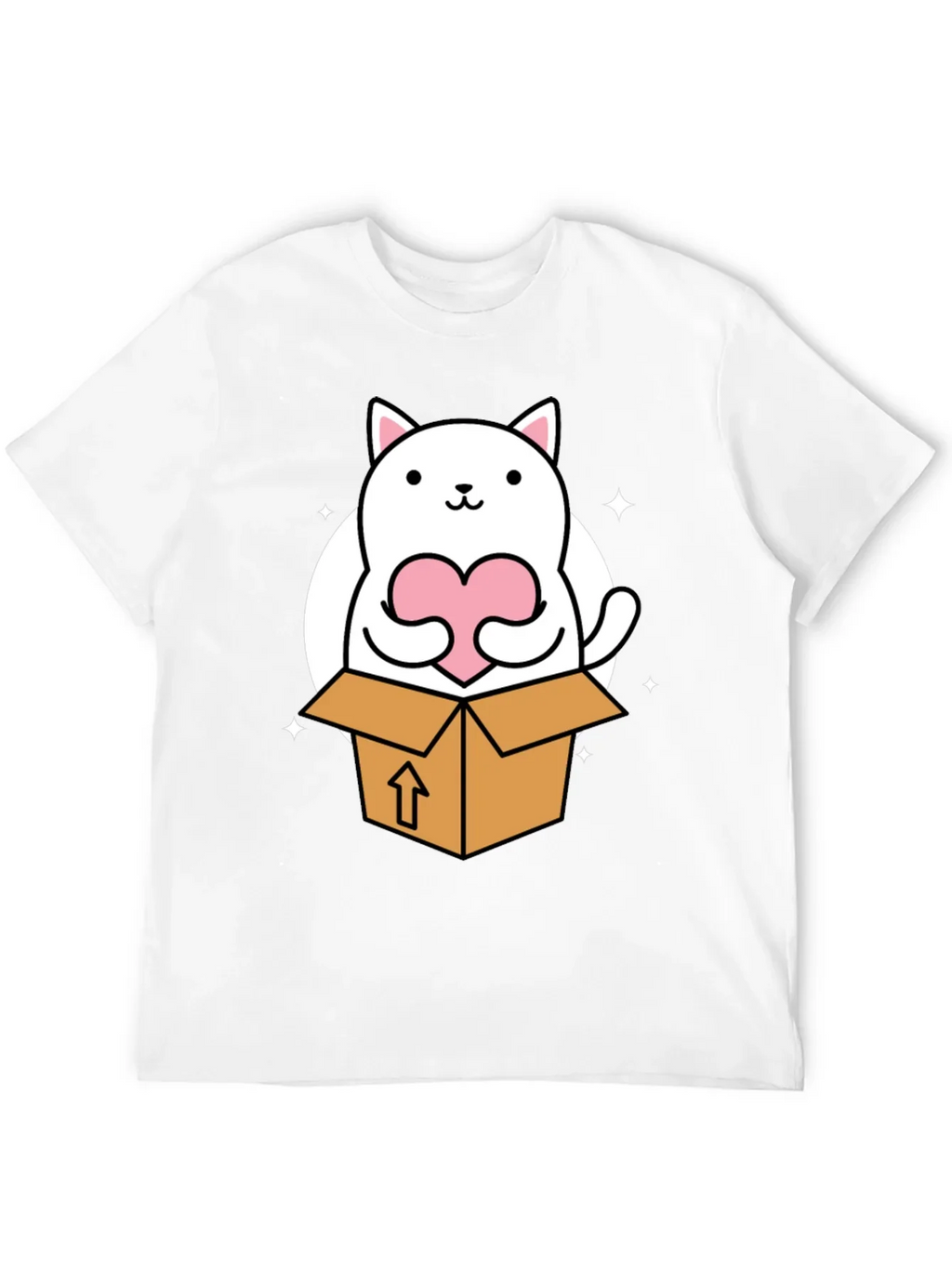 Cute Cat in Box Holding Heart T-Shirt