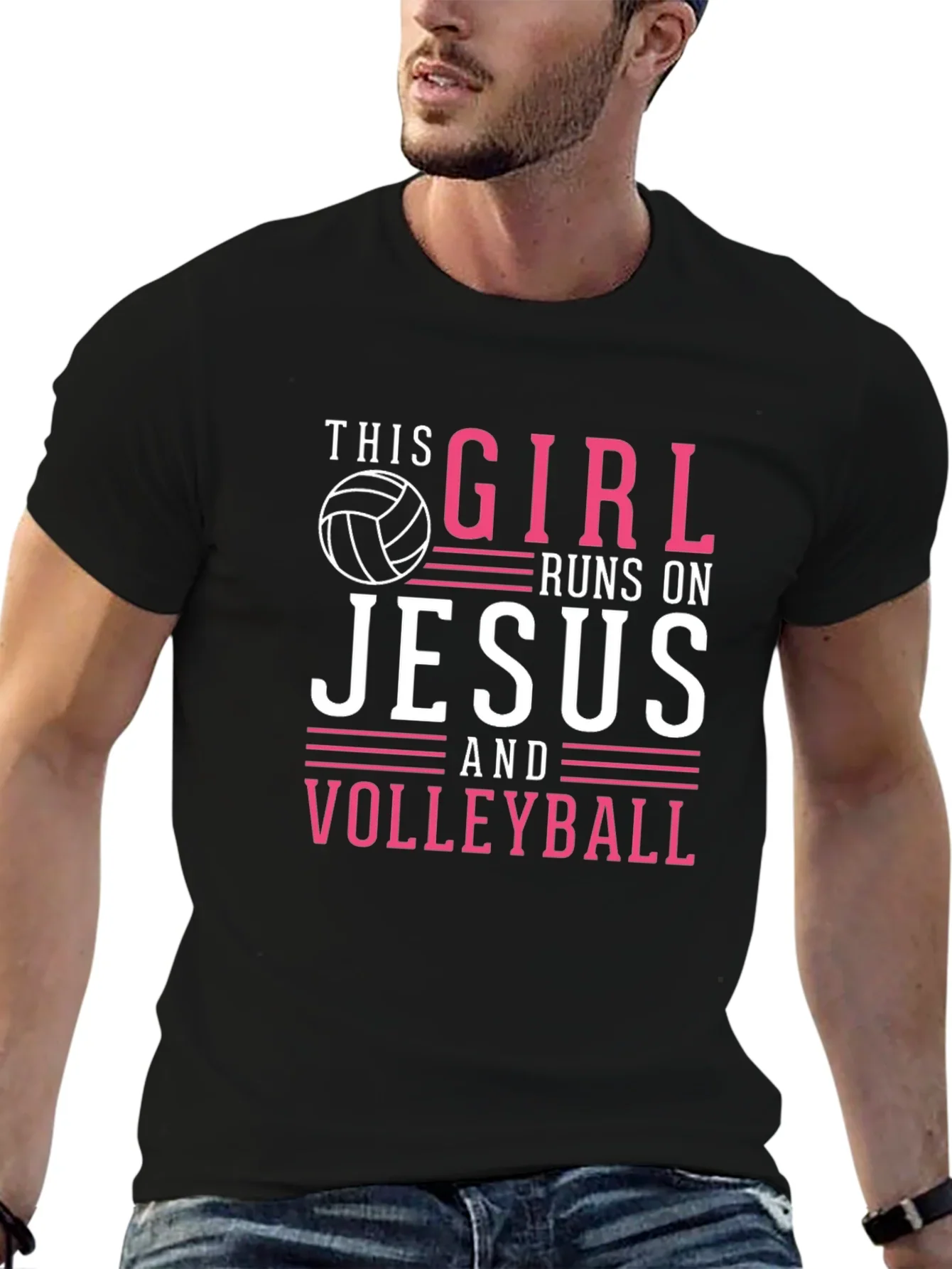 This Girl Runs on Jesus and Volleyball T-Shirt