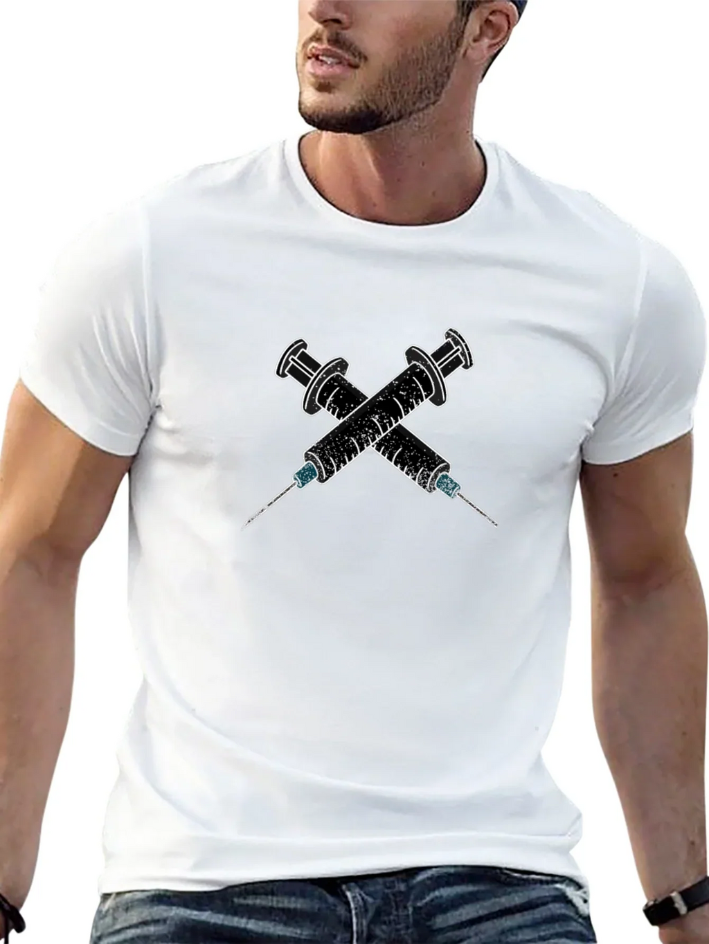 Edgy Syringe Graphic Tee - Bold Statement Shirt