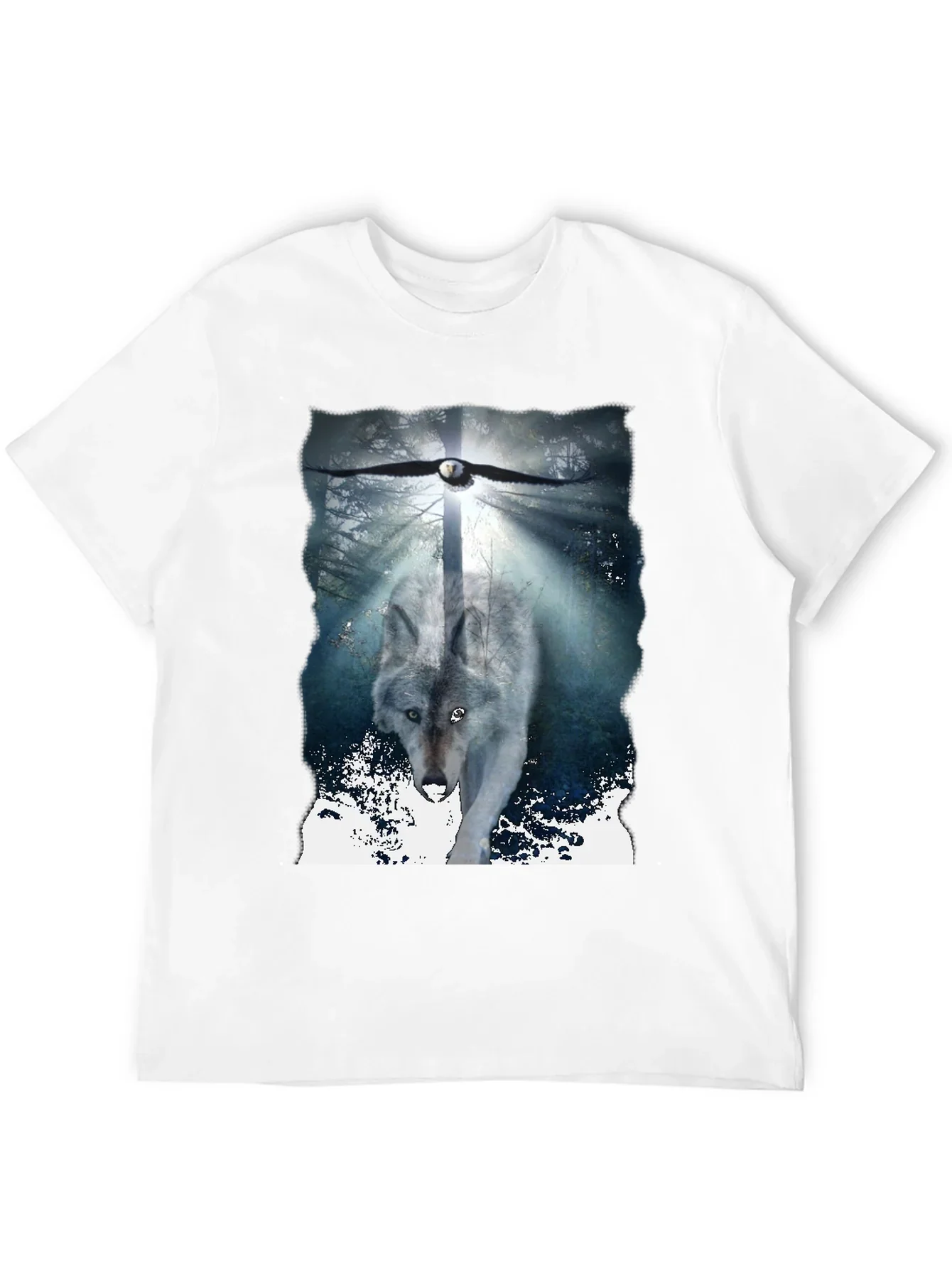 Wolf & Eagle Graphic Tee - Black Cotton Blend