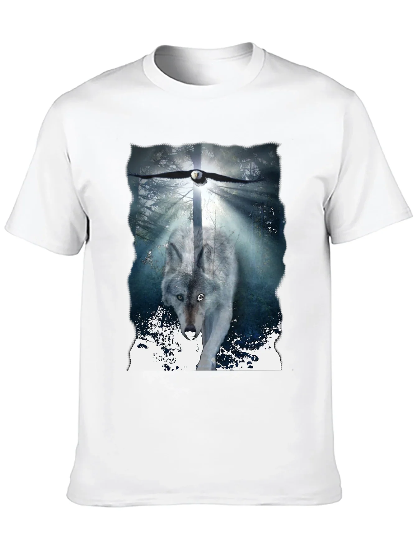 Wolf & Eagle Graphic Tee - Black Cotton Blend